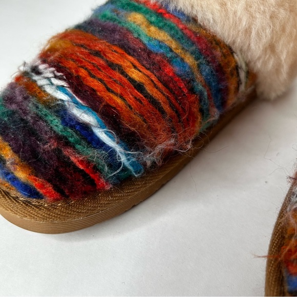 BIOTIME Shearling Fur Juarez Southwestern Multicolour Wool Cozy Slide Slipper 9 - Picture 3 of 16